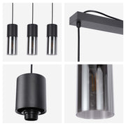 Modern Cylinder Smoky Glass Pendant Light, 1 & 4-Light E27