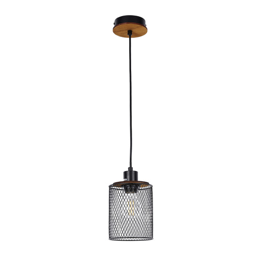 Industrial Mesh Cylinder Pendant Light, 1 & 4-Light E27 Dimmable