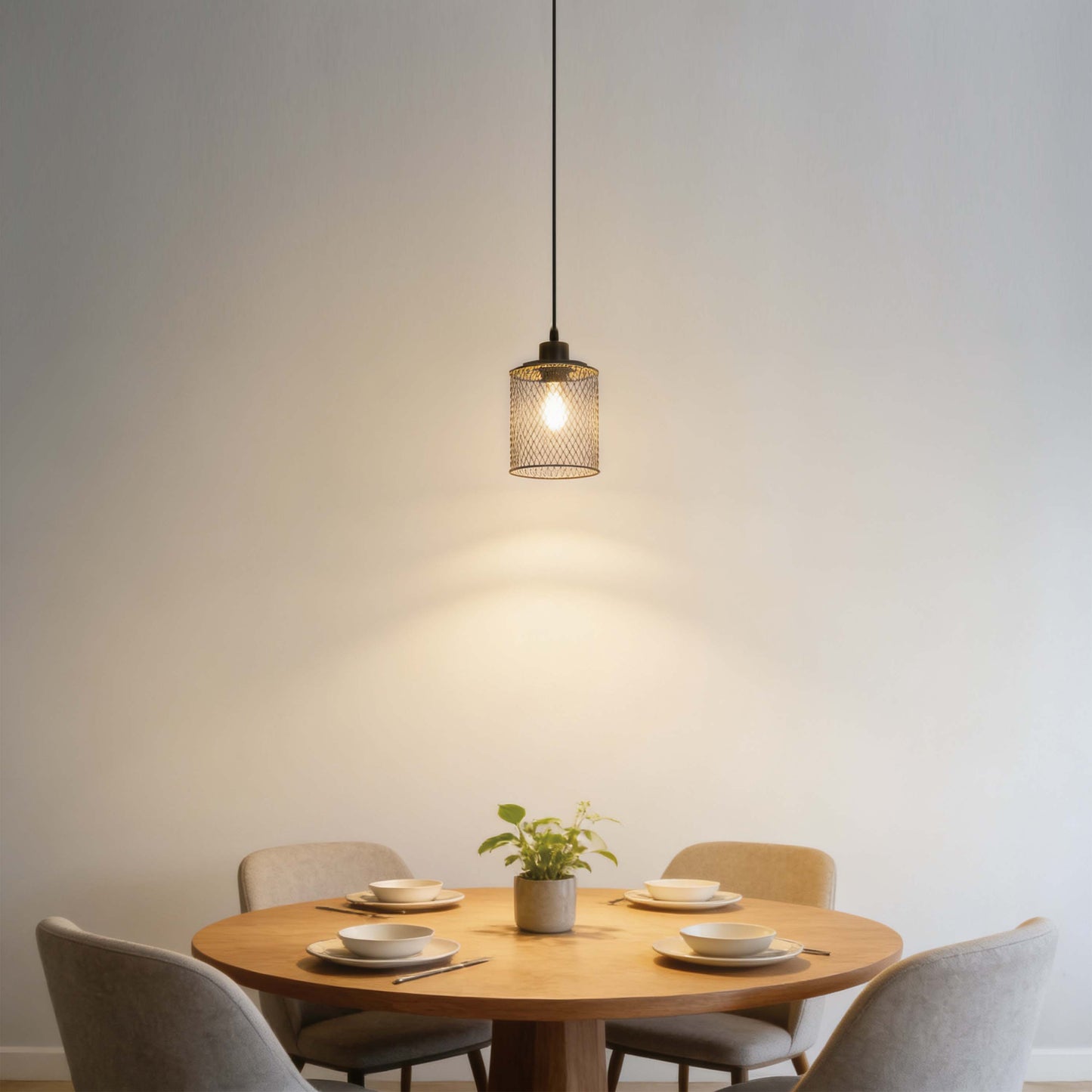 Industrial Mesh Cylinder Pendant Light, 1 & 4-Light E27 Dimmable