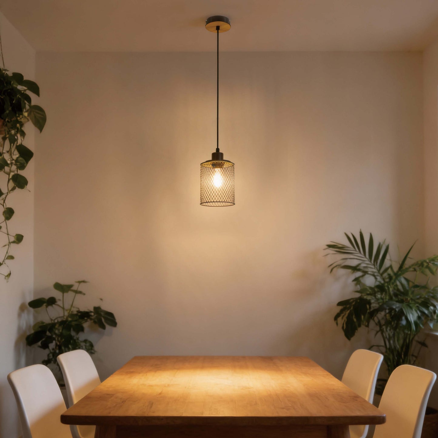 Industrial Mesh Cylinder Pendant Light, 1 & 4-Light E27 Dimmable