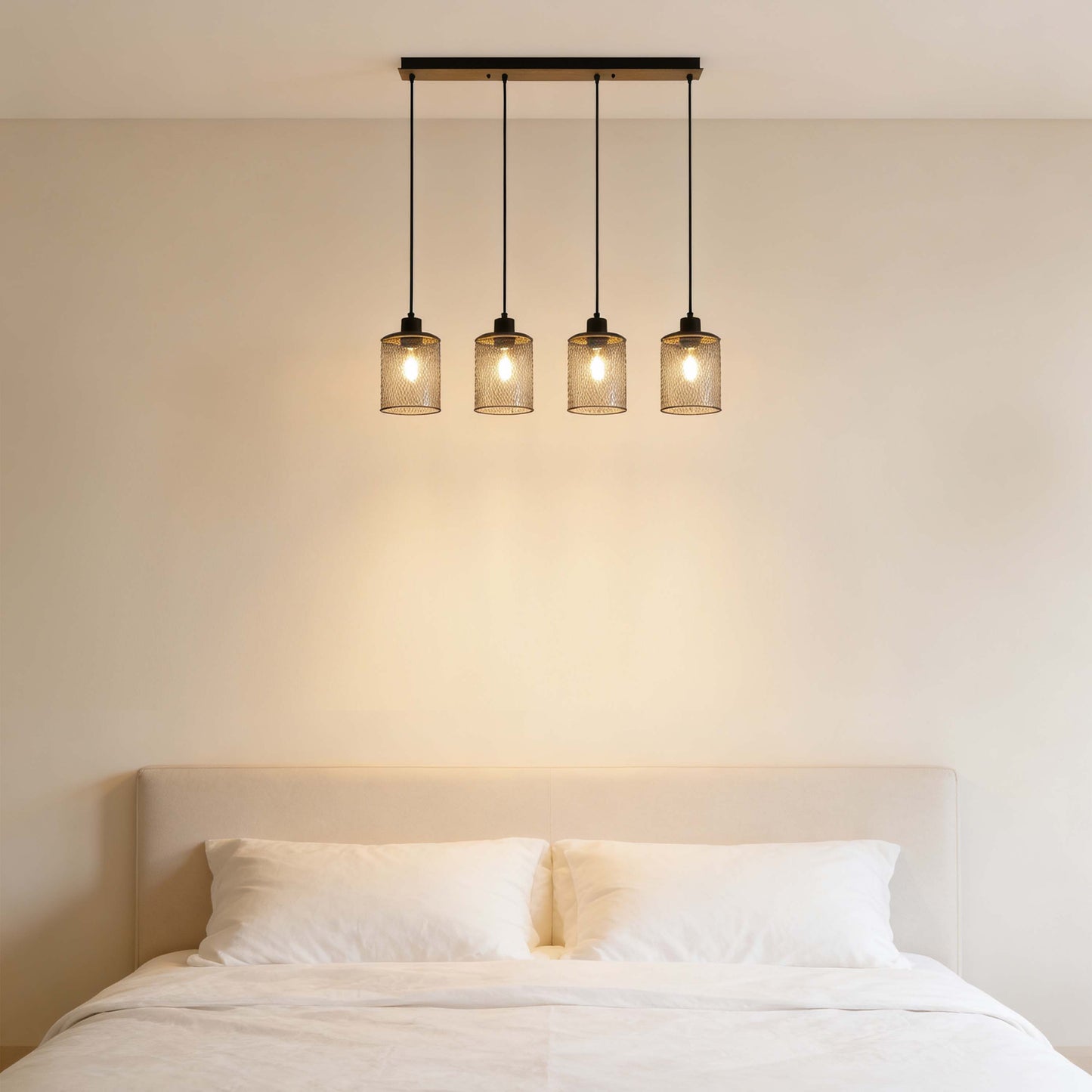 Industrial Mesh Cylinder Pendant Light, 1 & 4-Light E27 Dimmable