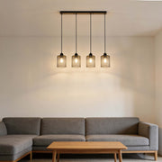 Industrial Mesh Cylinder Pendant Light, 1 & 4-Light E27 Dimmable