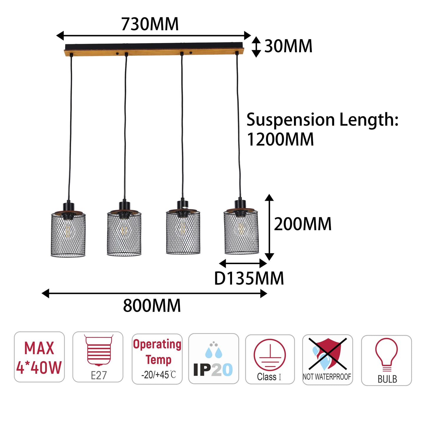 Industrial Mesh Cylinder Pendant Light, 1 & 4-Light E27 Dimmable
