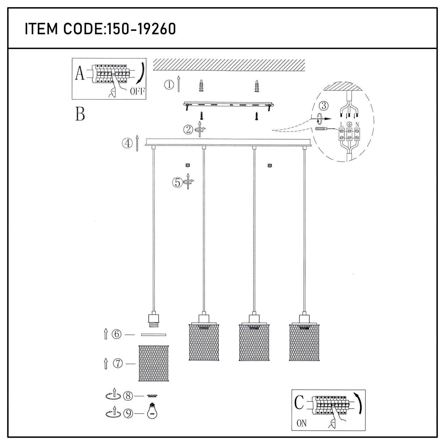 Industrial Mesh Cylinder Pendant Light, 1 & 4-Light E27 Dimmable