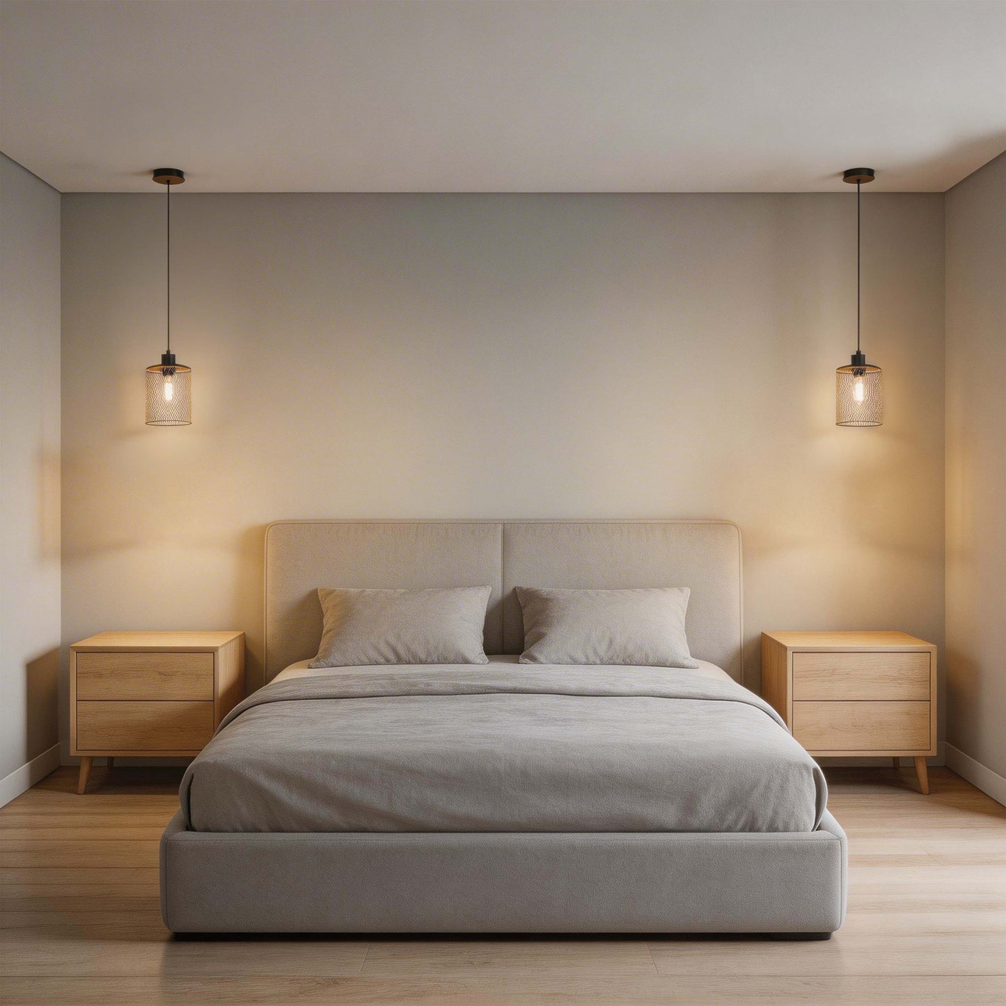 Industrial Mesh Cylinder Pendant Light, 1 & 4-Light E27 Dimmable