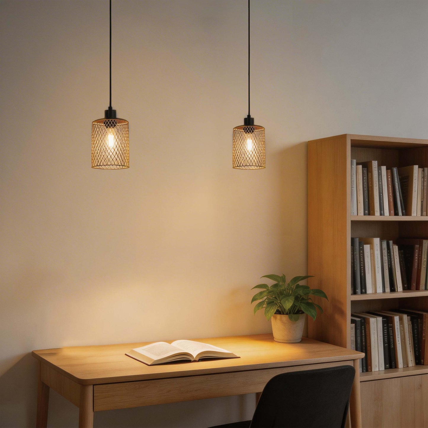Industrial Mesh Cylinder Pendant Light, 1 & 4-Light E27 Dimmable