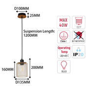 Industrial Mesh Cylinder Pendant Light, 1 & 4-Light E27 Dimmable