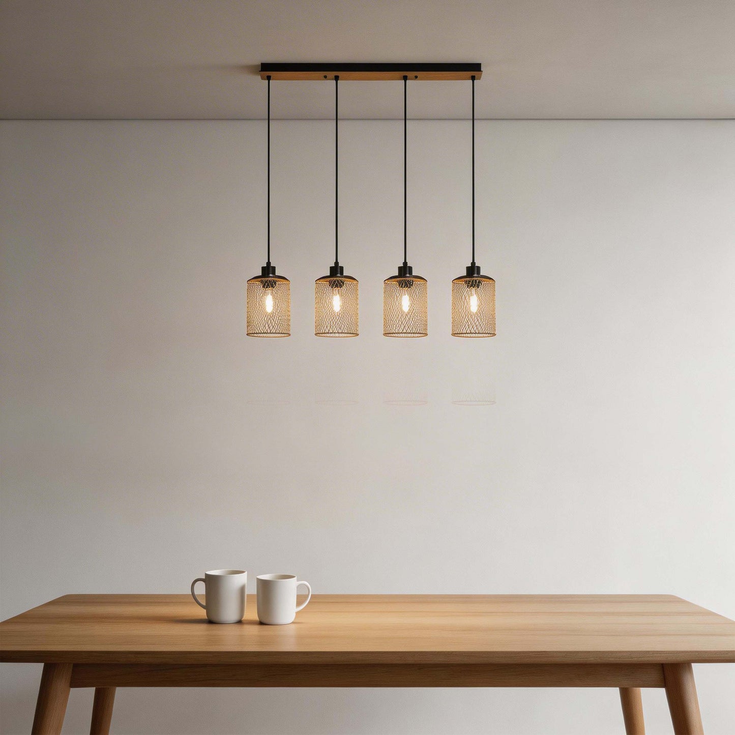 Industrial Mesh Cylinder Pendant Light, 1 & 4-Light E27 Dimmable