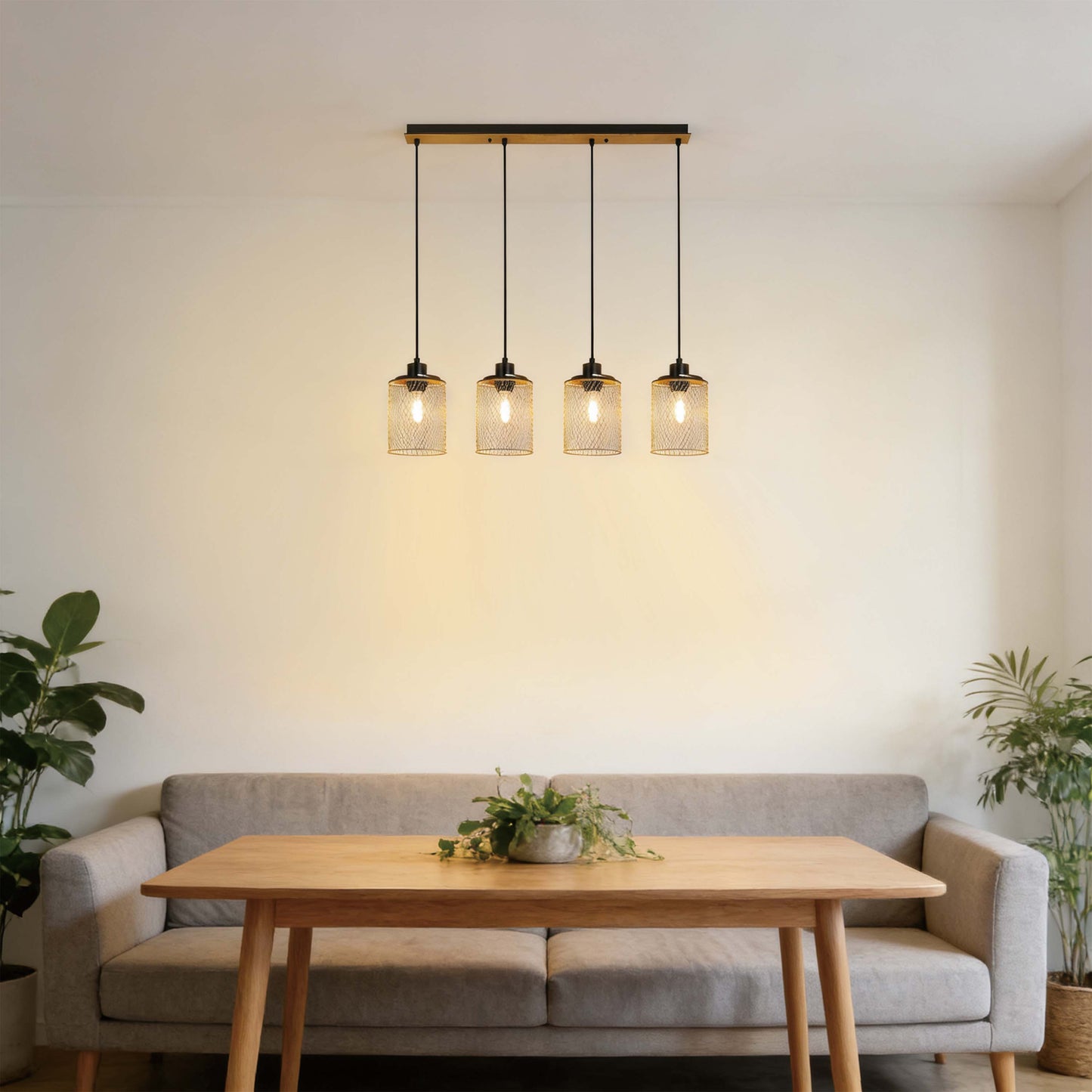 Industrial Mesh Cylinder Pendant Light, 1 & 4-Light E27 Dimmable