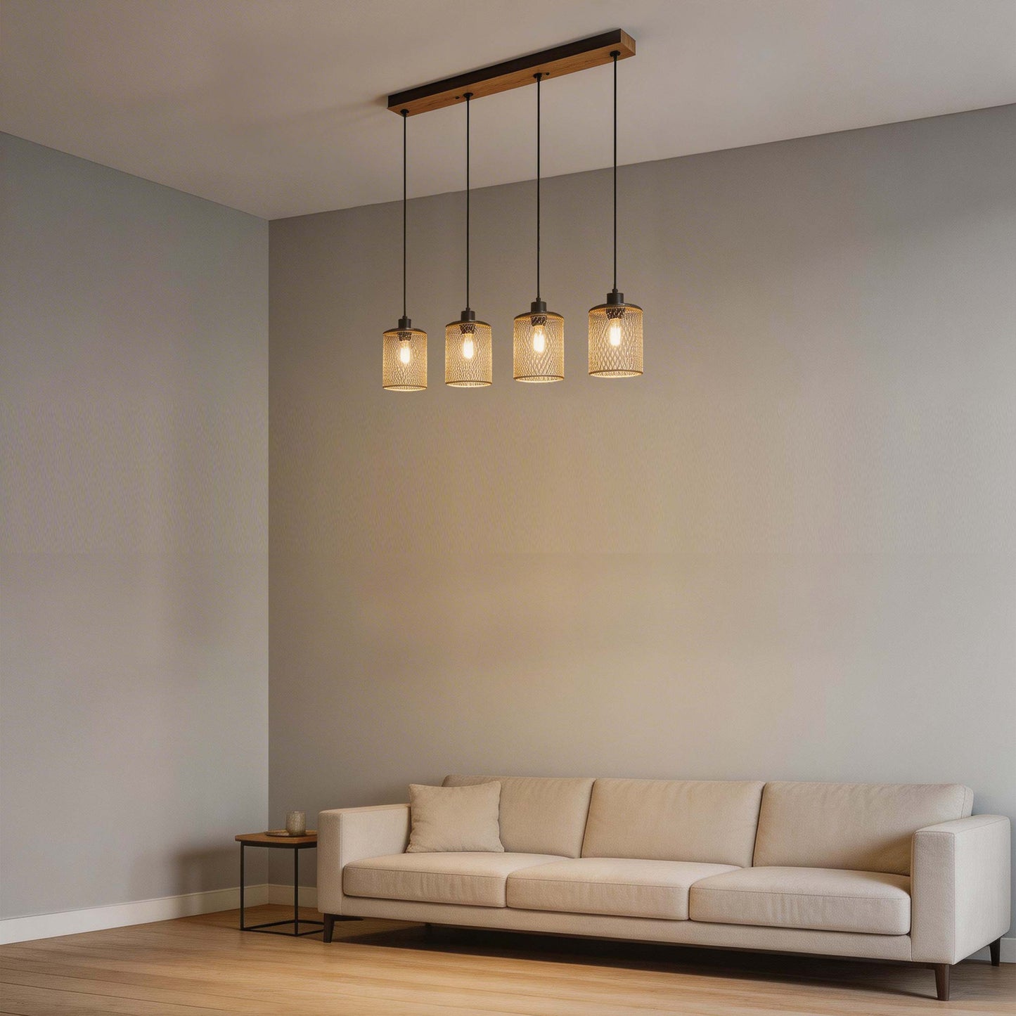 Industrial Mesh Cylinder Pendant Light, 1 & 4-Light E27 Dimmable