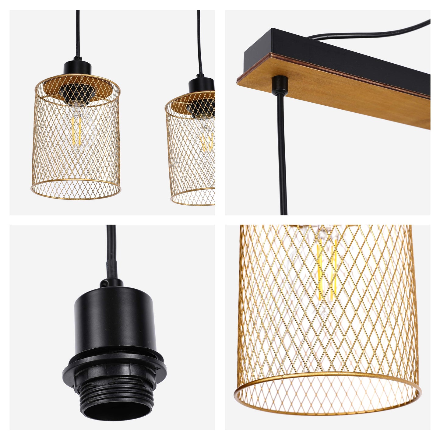 Industrial Mesh Cylinder Pendant Light, 1 & 4-Light E27 Dimmable