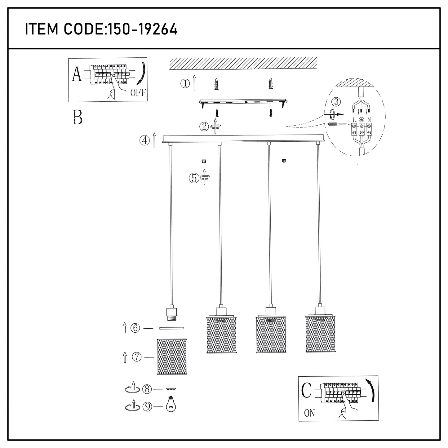 Industrial Mesh Cylinder Pendant Light, 1 & 4-Light E27 Dimmable