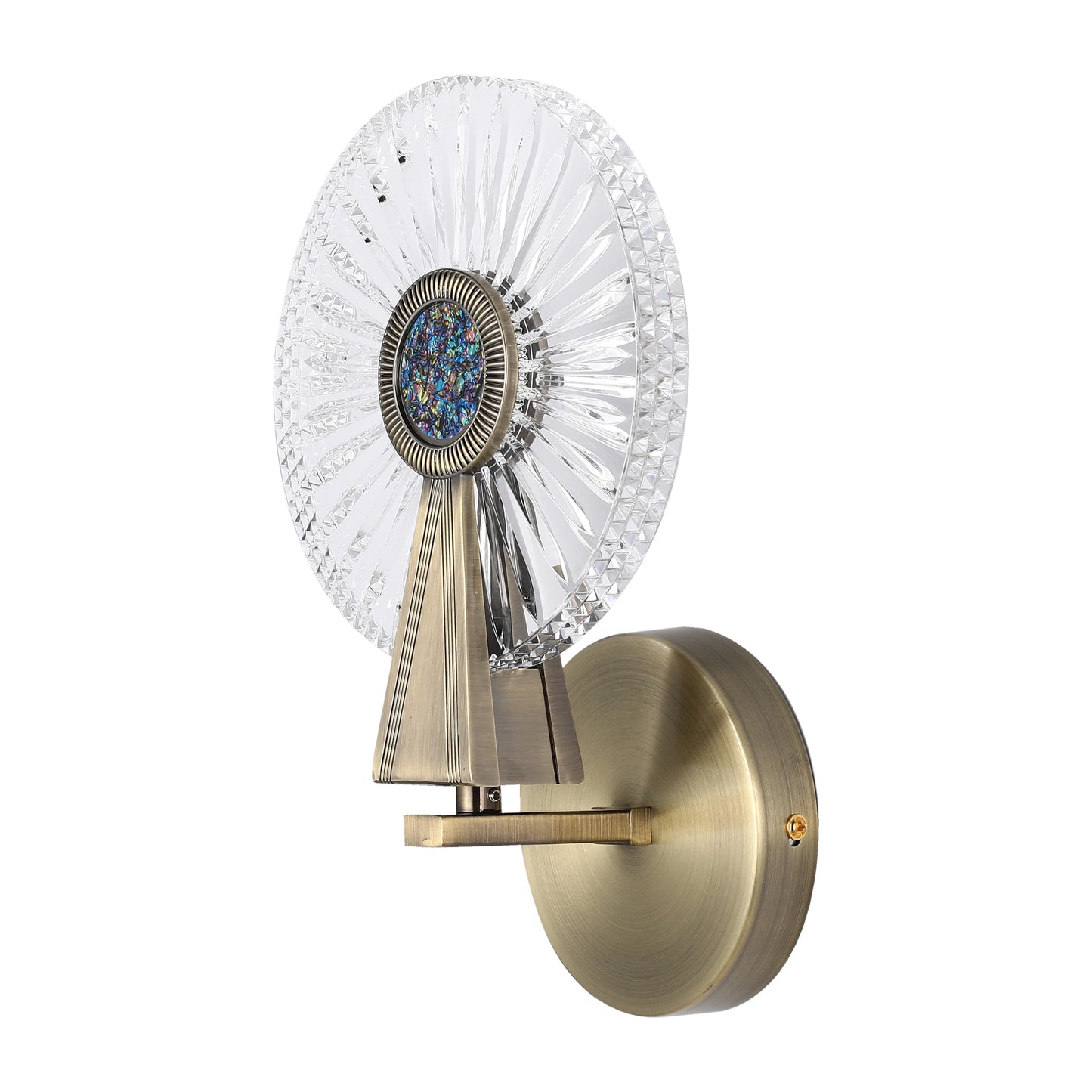 Fluted Glass Mosaic Wall Light in Antique Brass