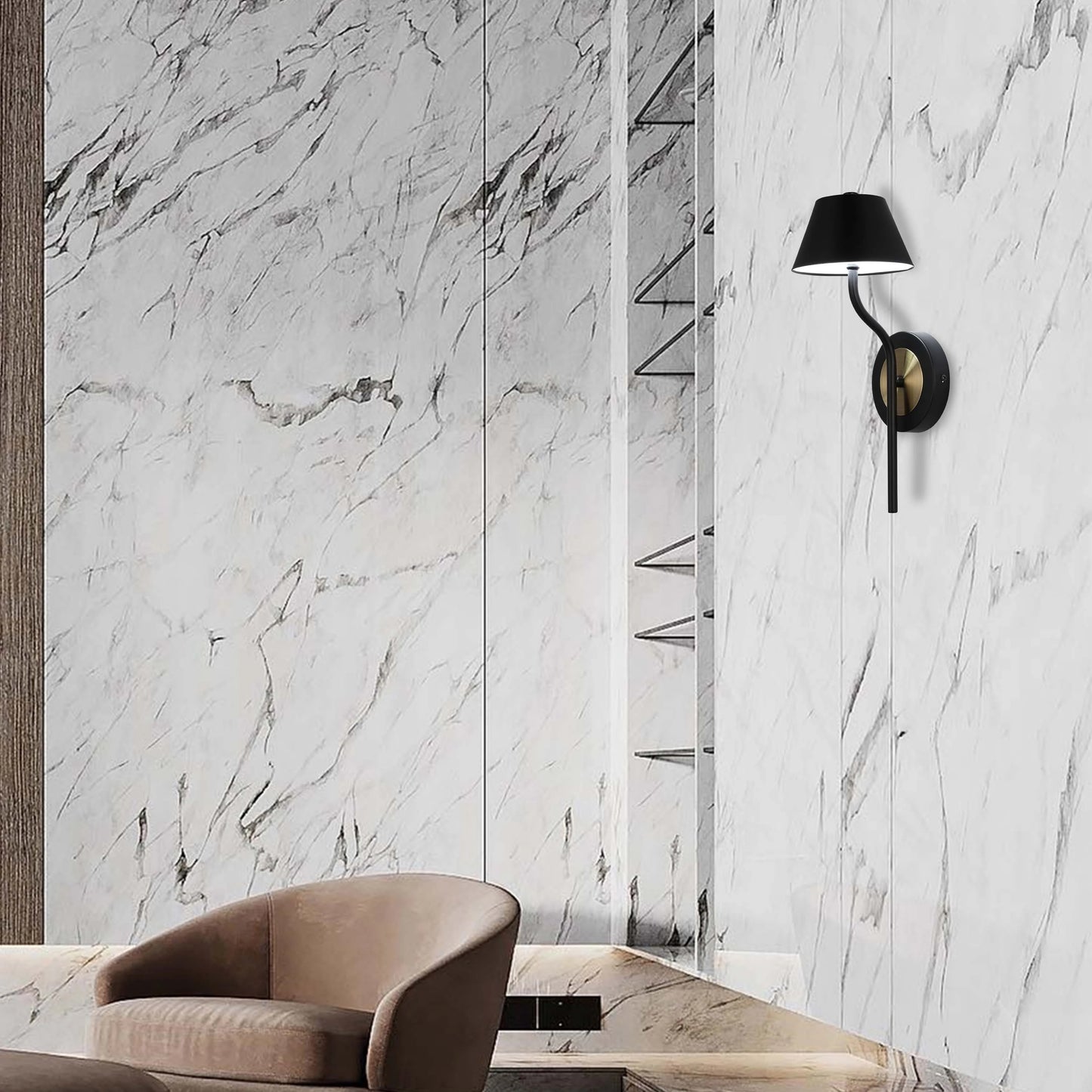 Curved Arm LED Wall Light - Single or Double, Integrated 3CCT LED, IP20