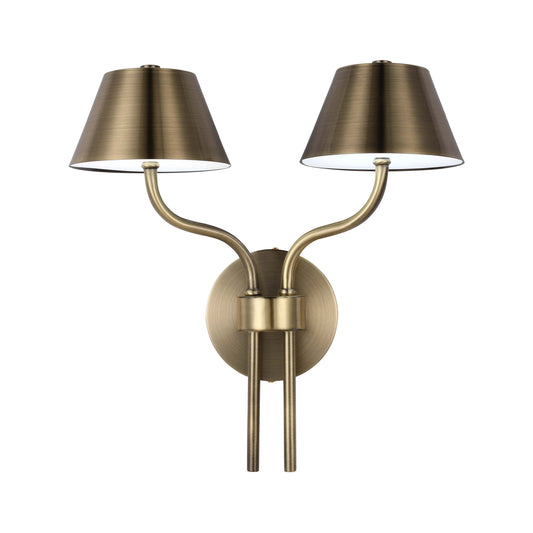 Classic Antique Brass Twin LED Wall Sconce, 12W 3CCT Selectable
