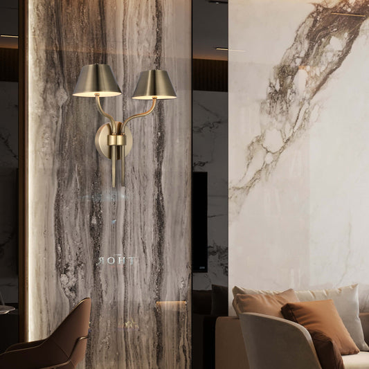 Classic Antique Brass Twin LED Wall Sconce, 12W 3CCT Selectable