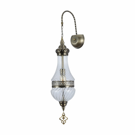 Clear Glass Antique Bronze Metal Body Moroccan Style Wall Light E27 Fitting