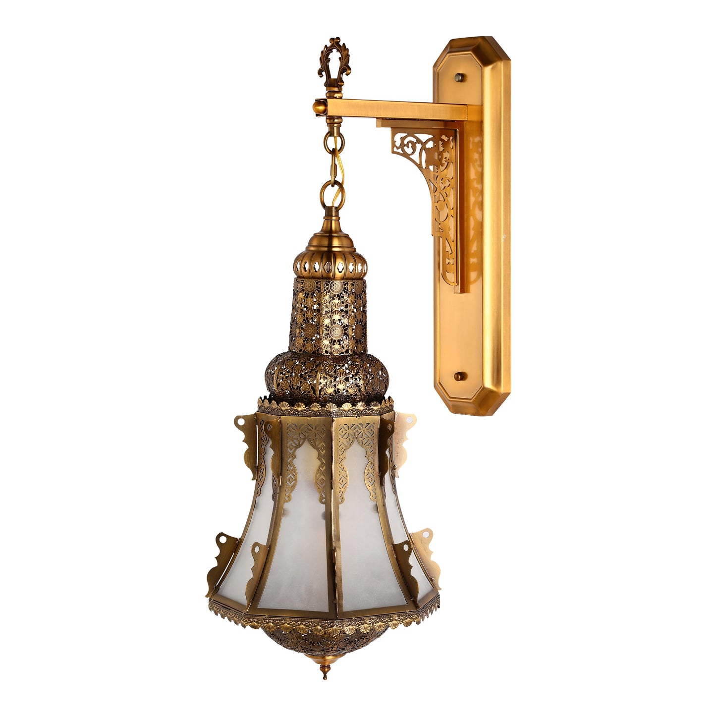 Antique Glass Wall Light with Decorative Metal