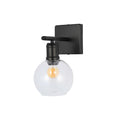 Modern Black & Clear Glass Globe Wall Light, 1-Light E27