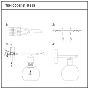 Modern Black & Clear Glass Globe Wall Light, 1-Light E27