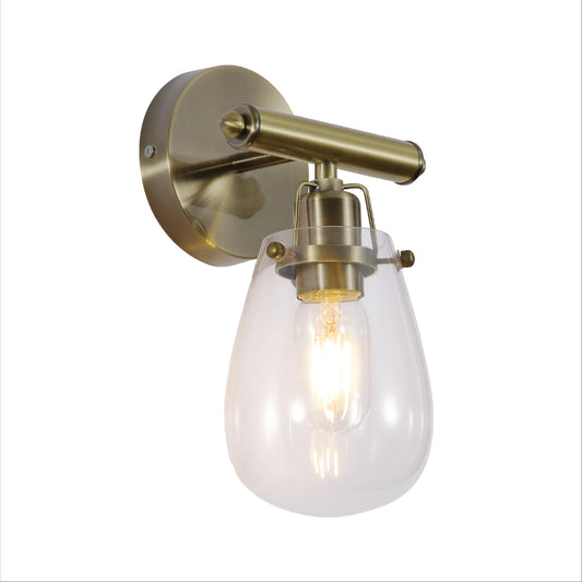 Vintage Industrial Wall Light Antique Brass