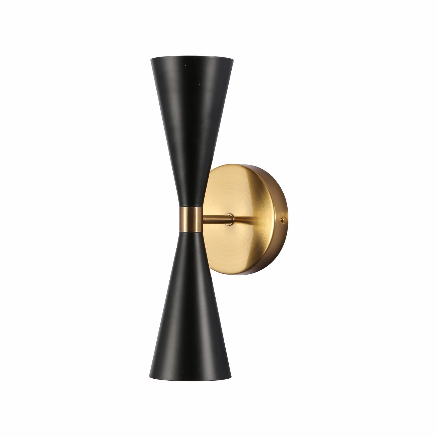 Gold Aluminium Metal Body Black Cone Wall Light 2xE27 Fitting