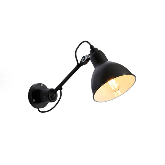Black Hinged Metal Dome Wall Light E27 Fitting