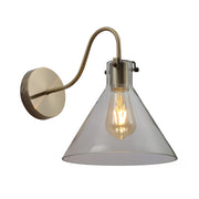 Antique Brass Metal Clear Glass Funnel Wall Light E27 Fitting