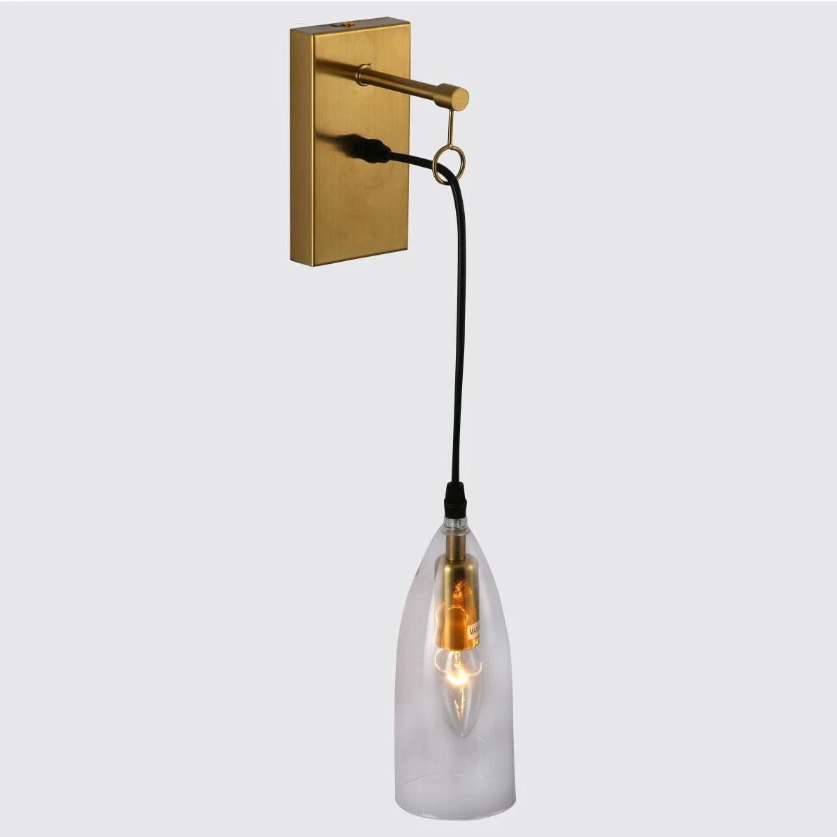 Main image of Snowdrop Clear Glass Gold Metal Pendant Wall Light with E14 Fitting | TEKLED 151-19734