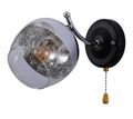 Black-Chrome | White Metal Partial Mirror Cone Glass Wall Light E27 Pull Down Switch