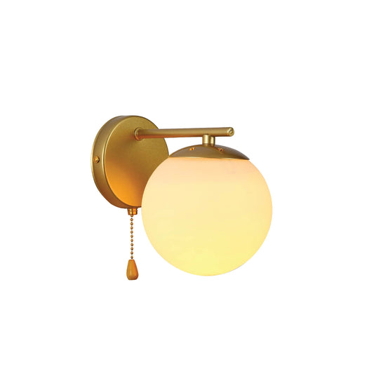 Opal Globe Glass Vintage Retro Stylish Wall Light with Pull Down Switch