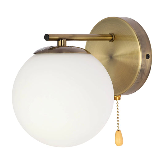 Opal Globe Glass Vintage Retro Stylish Wall Light with Pull Down Switch