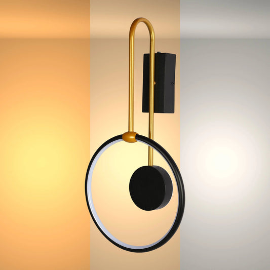 Dual Radiance Orbital LED Wall Light Black Gold 3 CCT