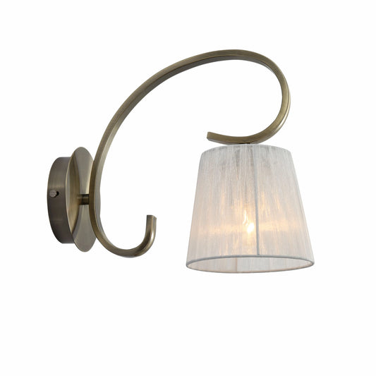 Antique Brass Metal Body Rice White(off white) Fabric Shade Lantern Vintage Traditional Retro Wall Light E27 Fitting