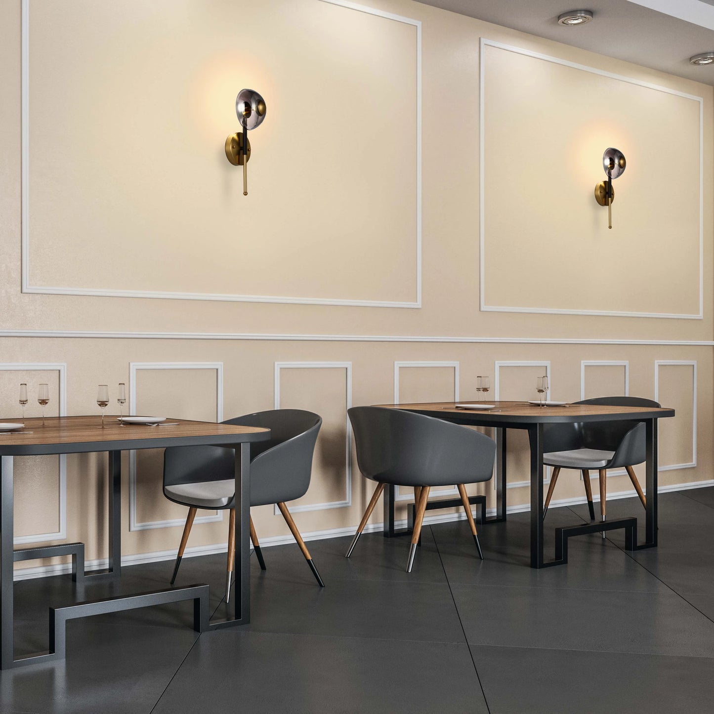 Smoked Glass and Gold Wall Light