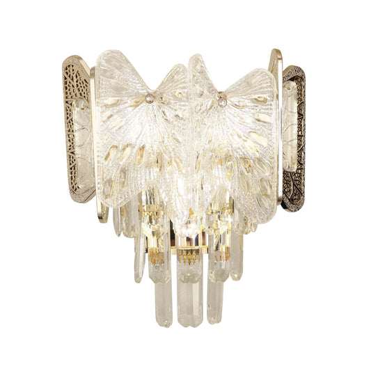 Elegant Gold Crystal Wall Sconce, 3-Light E14 Dimmable