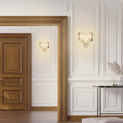 Elegant Gold Crystal Wall Sconce, 3-Light E14 Dimmable
