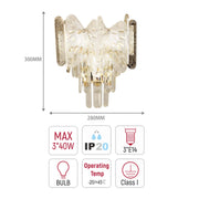 Elegant Gold Crystal Wall Sconce, 3-Light E14 Dimmable