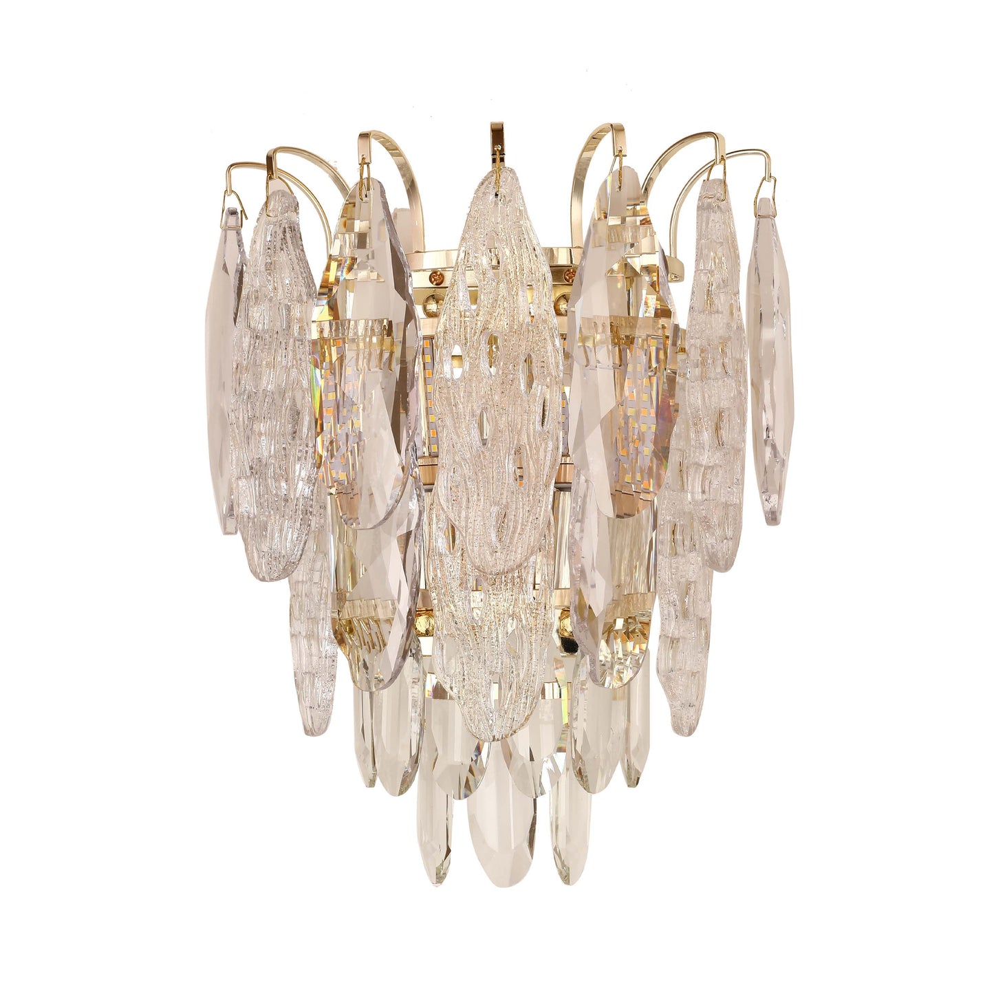 Elegant Gold Crystal Wall Sconce, 3-Light E14 Dimmable