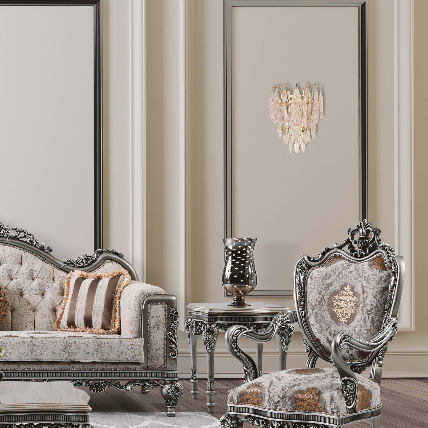 Elegant Gold Crystal Wall Sconce, 3-Light E14 Dimmable