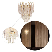 Elegant Gold Crystal Wall Sconce, 3-Light E14 Dimmable