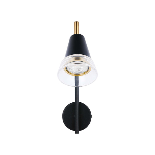 Modern Black & Brass Wall Sconce, 1-Light GU10 Dimmable