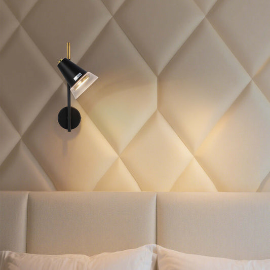 Modern Black & Brass Wall Sconce, 1-Light GU10 Dimmable