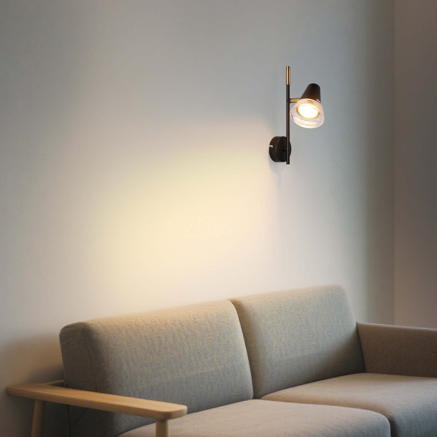 Modern Black & Brass Wall Sconce, 1-Light GU10 Dimmable