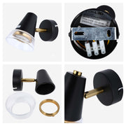 Modern Black & Brass Wall Sconce, 1-Light GU10 Dimmable