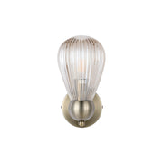 Vintage Antique Brass Wall Sconce with Clear Glass Shade, E14 Dimmable