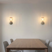 Vintage Antique Brass Wall Sconce with Clear Glass Shade, E14 Dimmable
