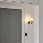 Vintage Antique Brass Wall Sconce with Clear Glass Shade, E14 Dimmable