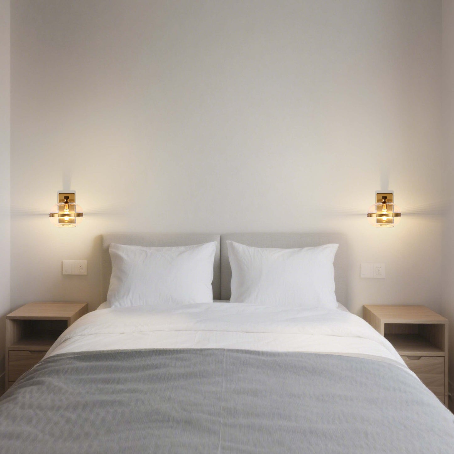 Luxury Brass & Clear Glass Globe Wall Sconce, G9 Dimmable
