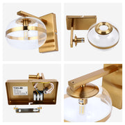Luxury Brass & Clear Glass Globe Wall Sconce, G9 Dimmable